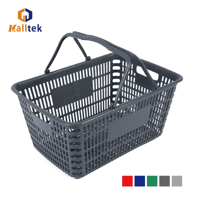 Logo-Printed Double Handle Plastic Basket for Supermarket Retail Shopping