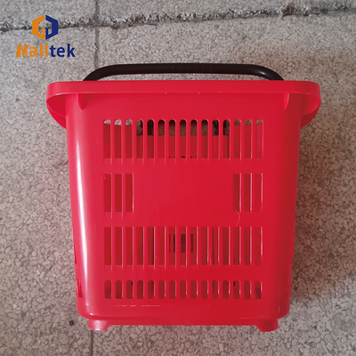 Convenience Store Plastic Rolling Basket With Two Wheels And Design Telescopic Handle In Aluminium