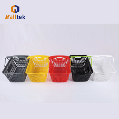 Logo-Printed Double Handle Plastic Basket for Supermarket Retail Shopping