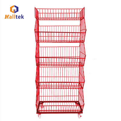 Customized Supermarket Rolling Metal Wire Container Promotion Mesh Cage With Wheels