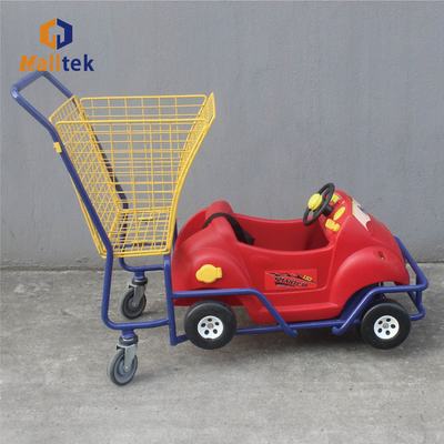 Cute Plastic Children Supermarket Shopping Trolley With Basket