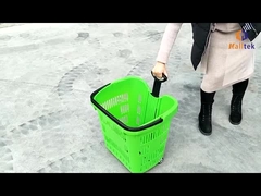 Panier en plastique de grande capacité avec poignée et 2 roues